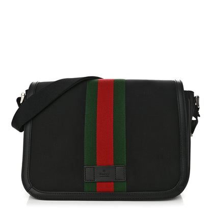 Gucci Techno Canvas Web Flap Messenger Bag Black 1 of 12