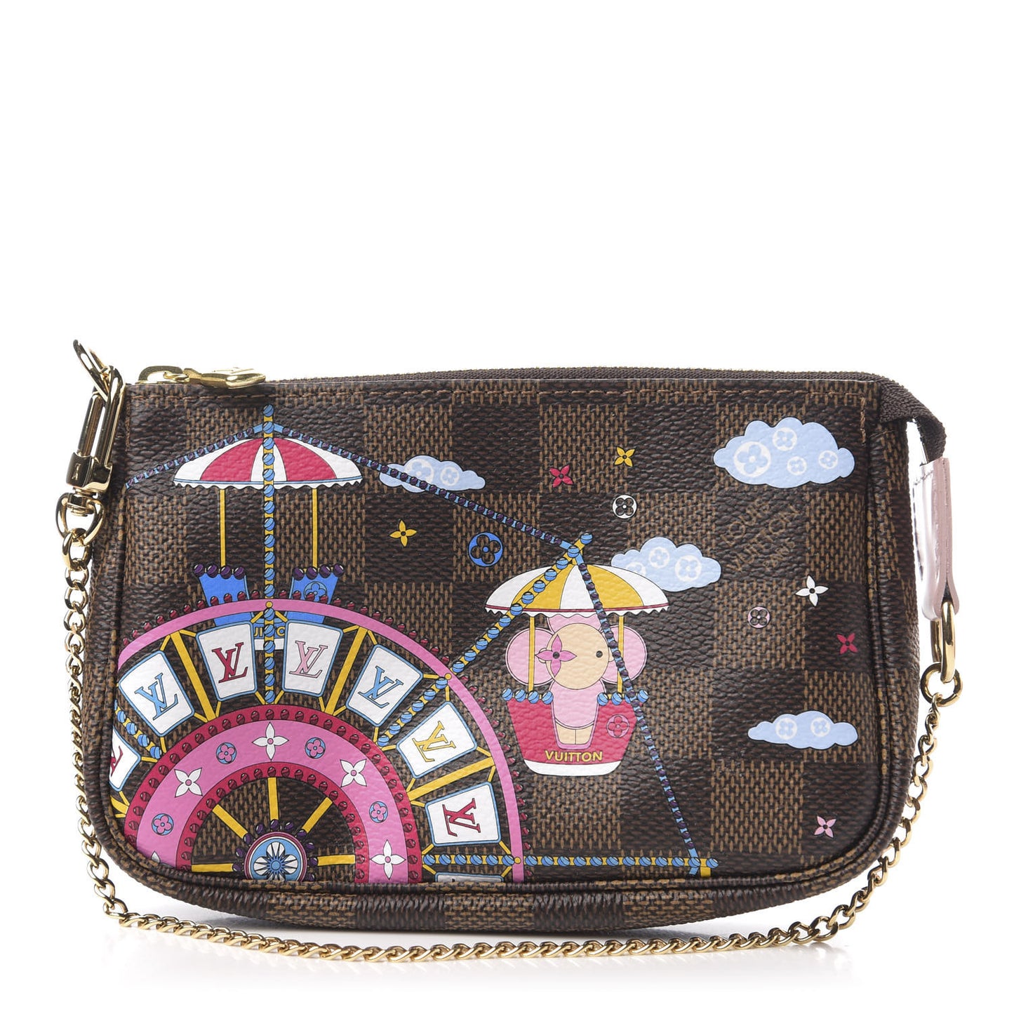 Damier Ebene 2020 Christmas Animation Big Wheel Mini Pochette Accessories Rose Ballerine