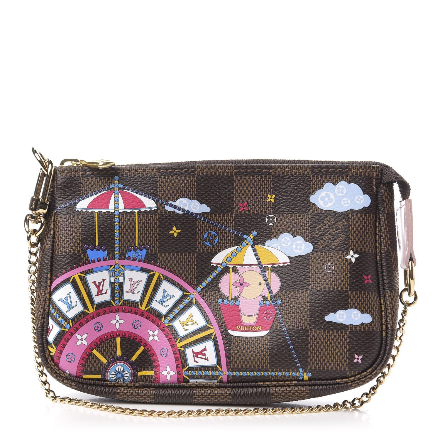 Louis Vuitton Damier Ebene 2020 Christmas Animation Big Wheel Mini Pochette Accessories Rose Ballerine 1 of 7