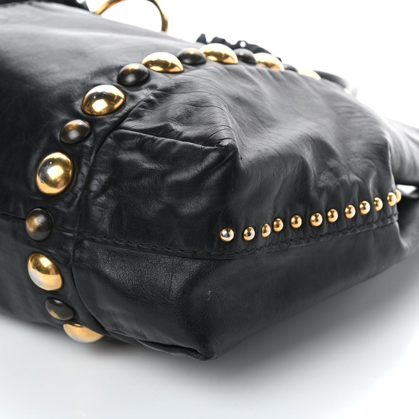 Calfskin Suede Fringe Large Babouska Tote Black