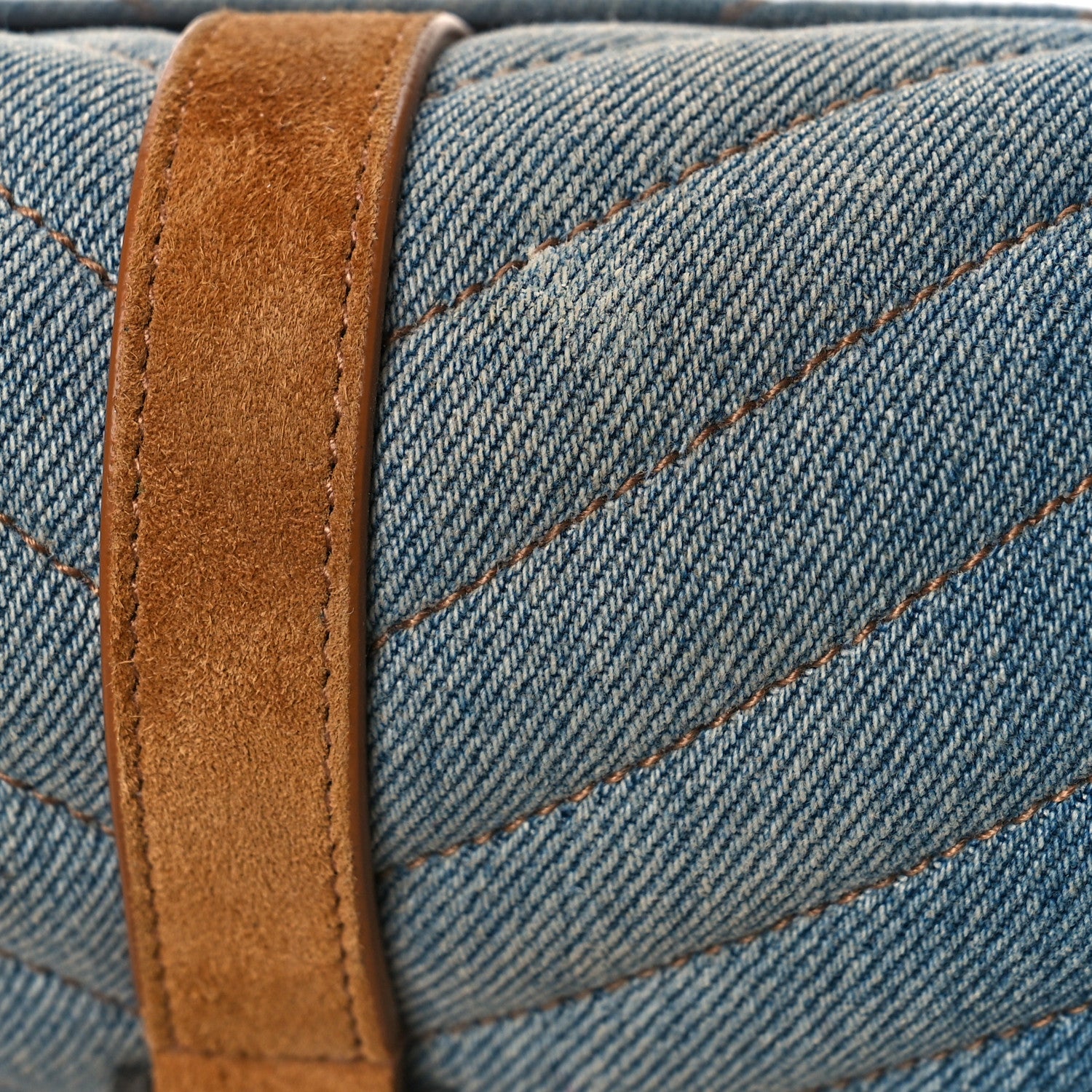 Saint Laurent Washed Denim Matelasse Chevron Monogram Medium College Bag Blue Cinnamon 10 of 10