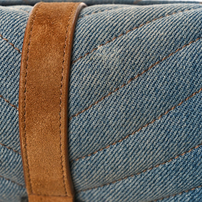 Saint Laurent Washed Denim Matelasse Chevron Monogram Medium College Bag Blue Cinnamon 10 of 10