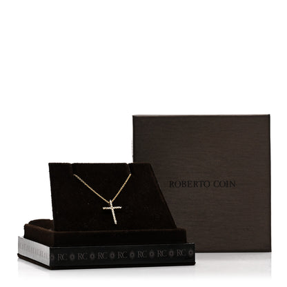 Roberto Coin 18K Yellow Gold .10ct Diamond Cross Pendant Necklace 5 of 5
