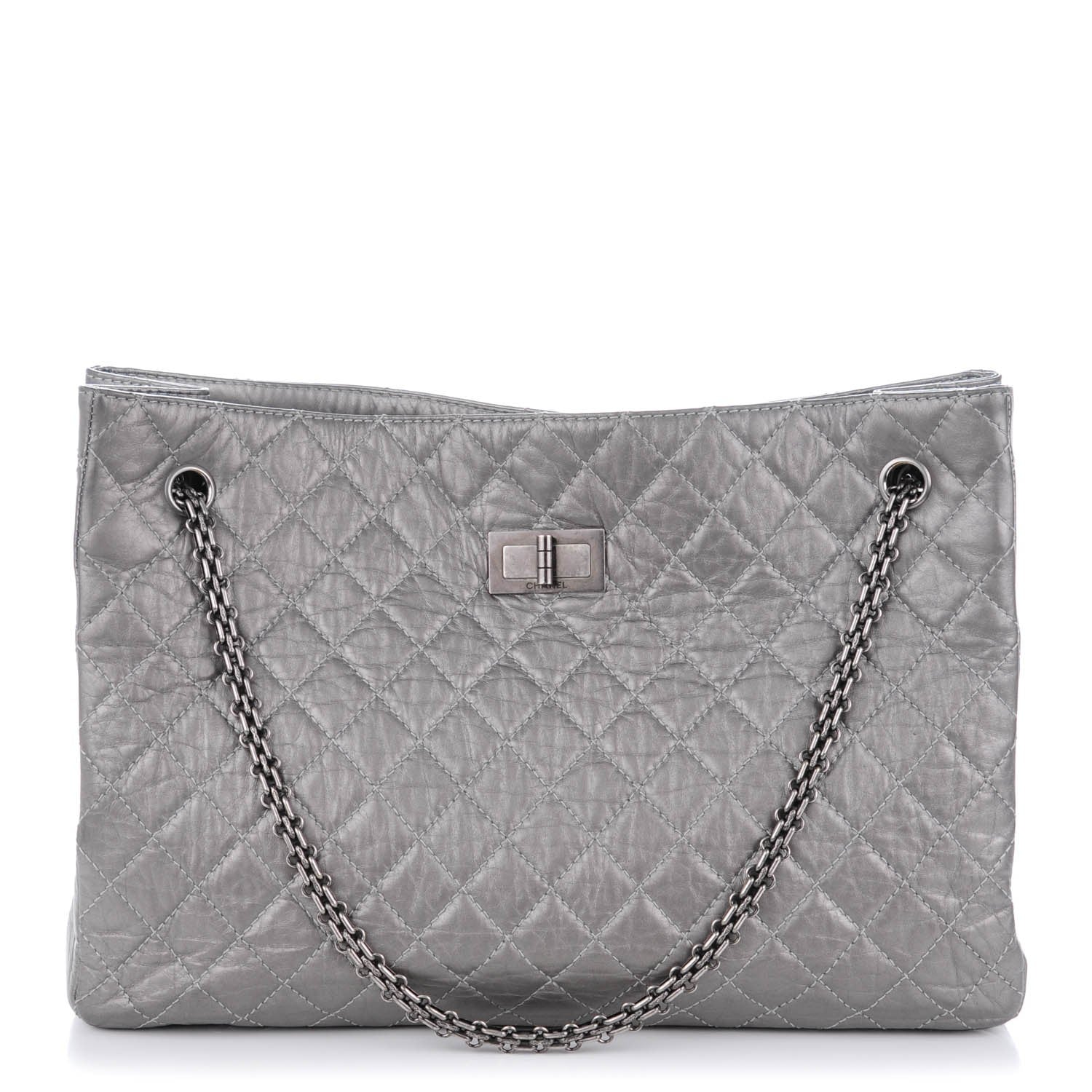 Chanel Aged Calfskin Quilted Reissue 2.55 Tote Dark Silver 1 of 7