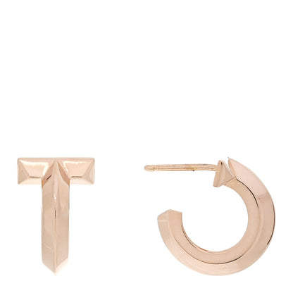 Tiffany 18K Rose Gold T1 Hoop Earrings 1 of 4