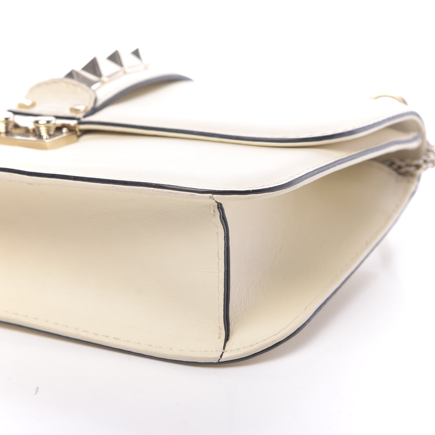 Valentino Garavani Vitello Medium Glam Lock Rockstud Flap Light Ivory 8 of 11