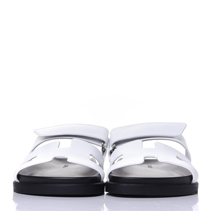 Hermes Calfskin Womens Chypre Sandals 38.5 White 2 of 11