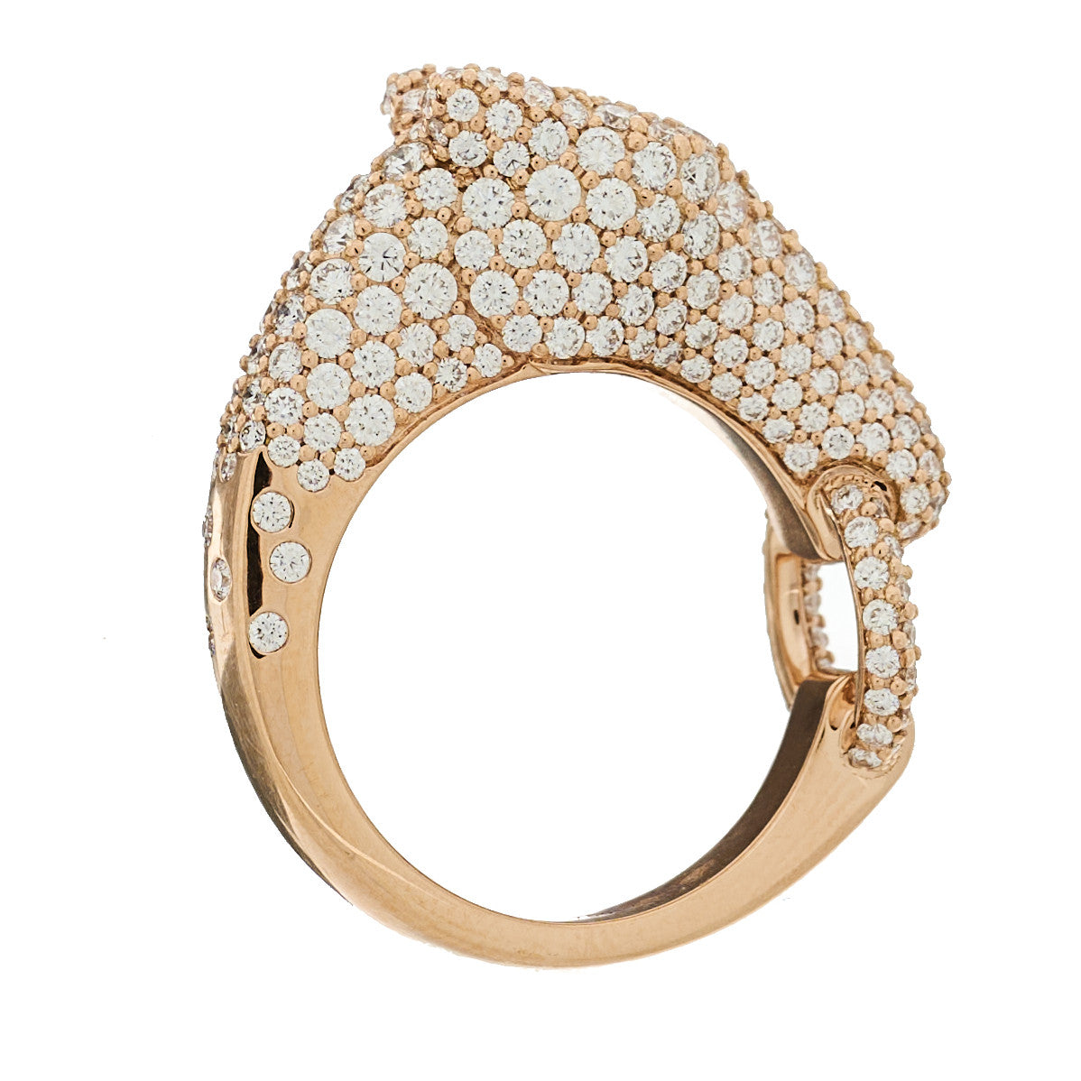 18K Rose Gold Diamond Galop Pave Ring 53 6.5