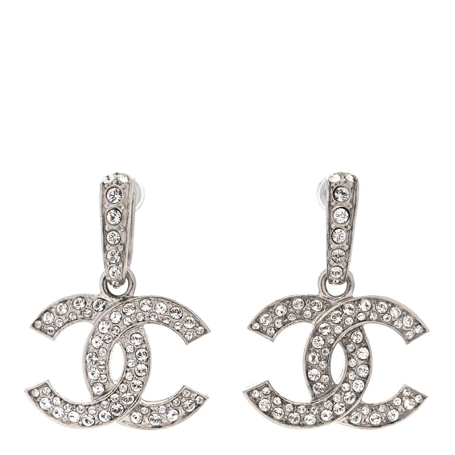 Chanel Crystal Palais Garnier CC Drop Earrings Silver 1 of 5