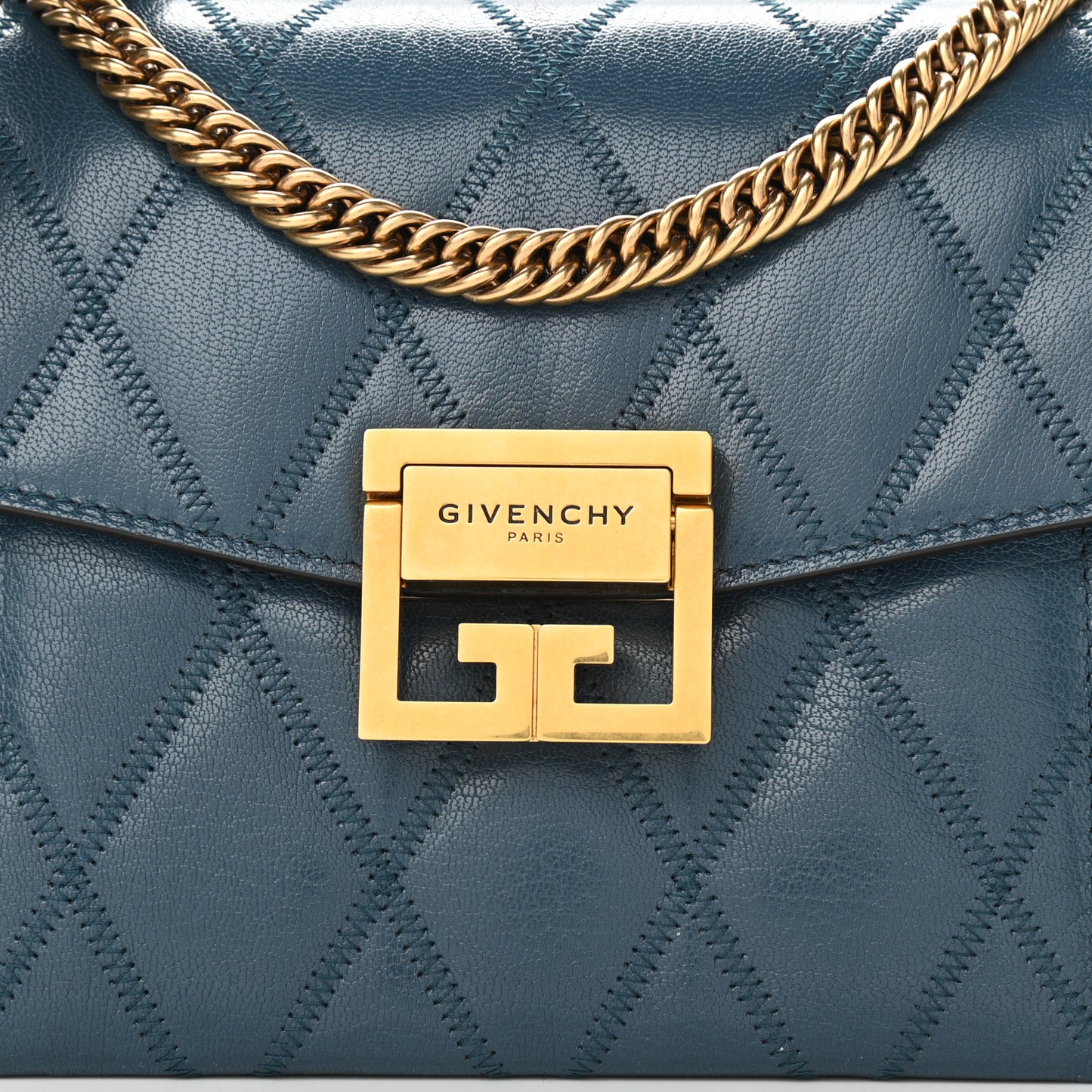 Goatskin Quilted Small GV3 Shoulder Bag Blue
