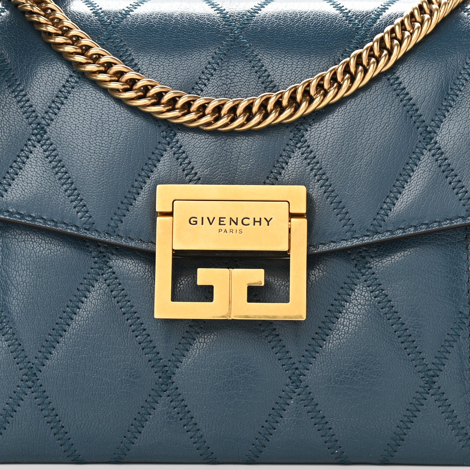 Givenchy Goatskin Quilted Small GV3 Shoulder Bag Blue 7 of 10
