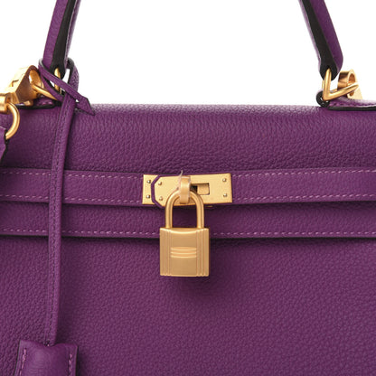Hermes Togo Horseshoe Kelly Retourne 25 Anemone Gris Asphalte 11 of 12