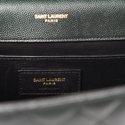 Saint Laurent Grain De Poudre Textured Mixed Matelasse Triquilt Medium Monogram Satchel Dark Tea 9 of 12