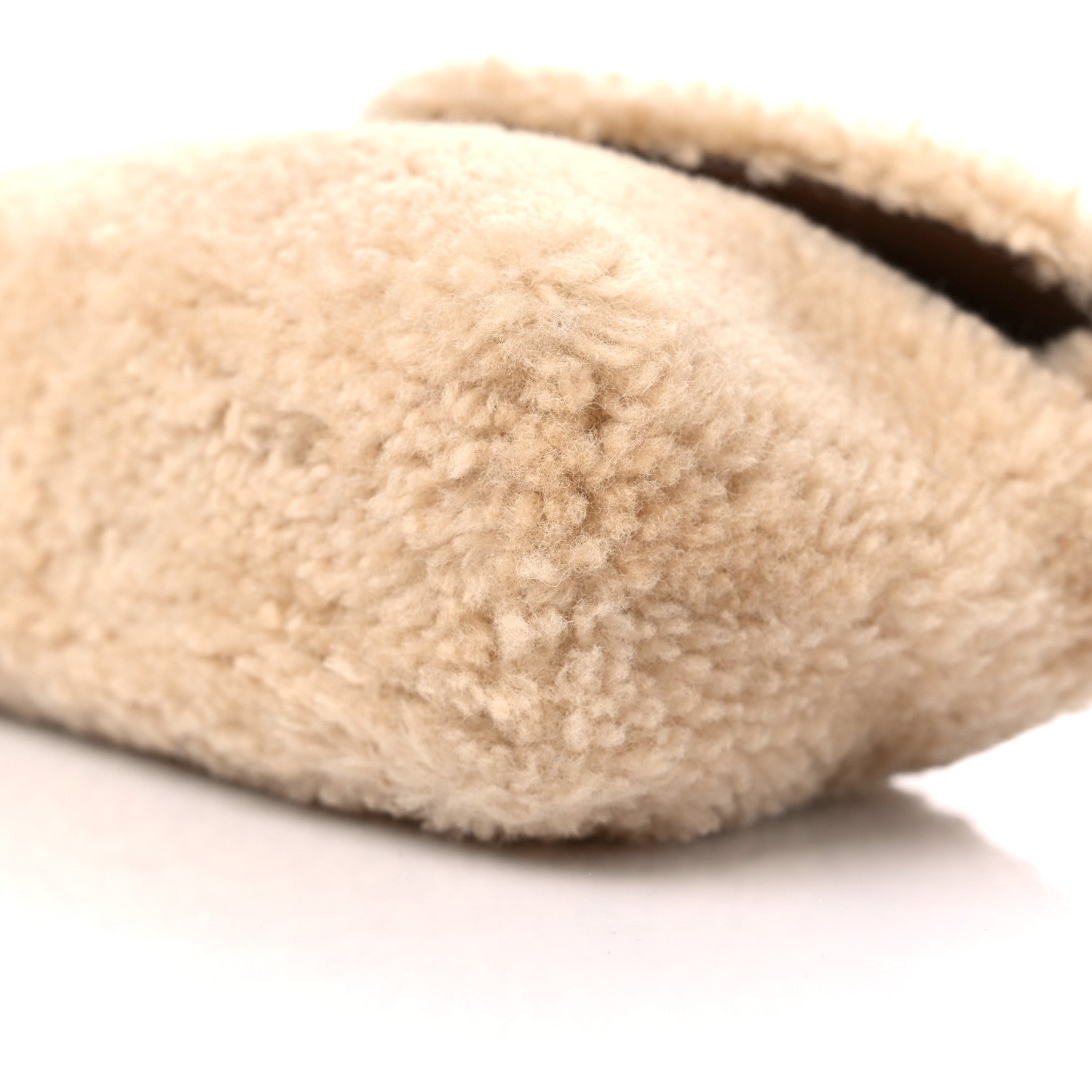 Saint Laurent Shearling Quilted Monogram Loulou Puffer Pouch Clutch Natural Beige Brick 10 of 10