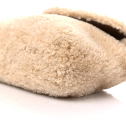 Saint Laurent Shearling Quilted Monogram Loulou Puffer Pouch Clutch Natural Beige Brick 10 of 10