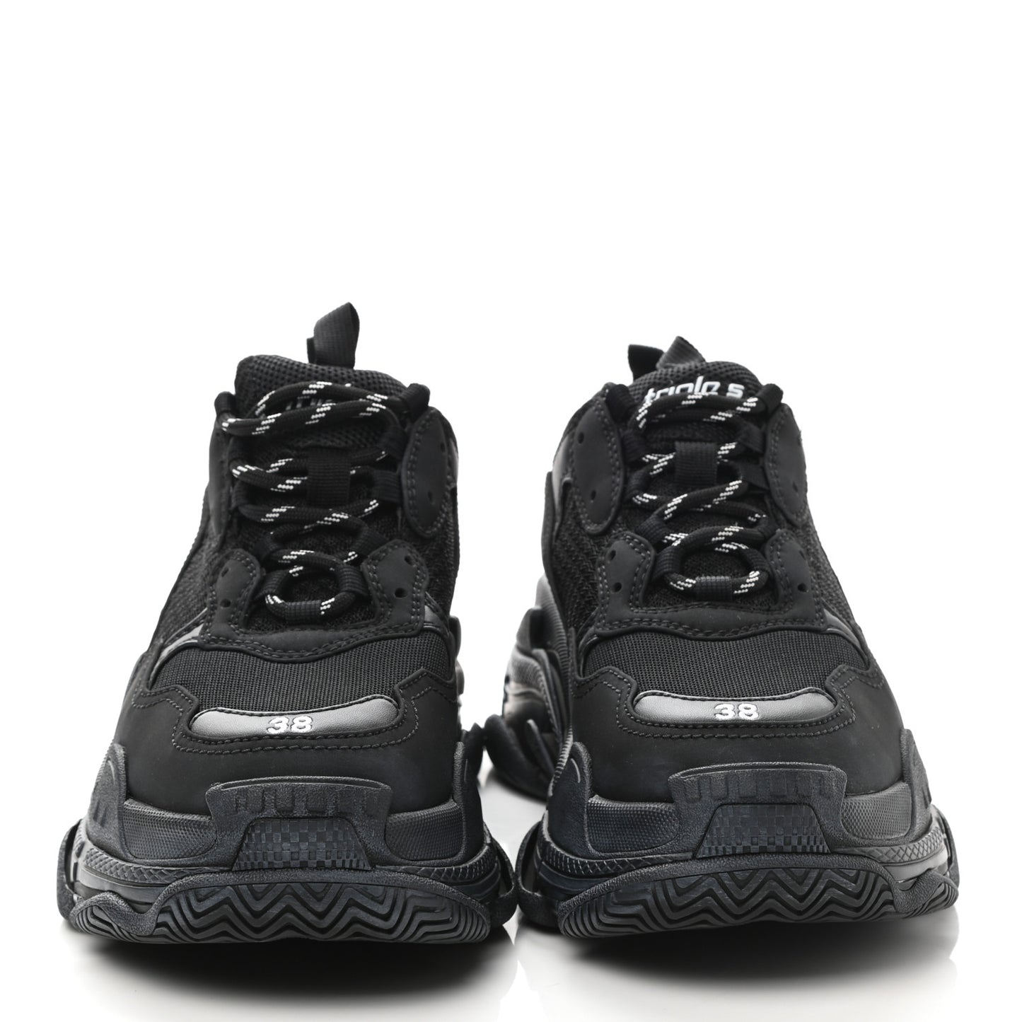 Fabric Mesh Mens Triple S Sneakers 38 Black