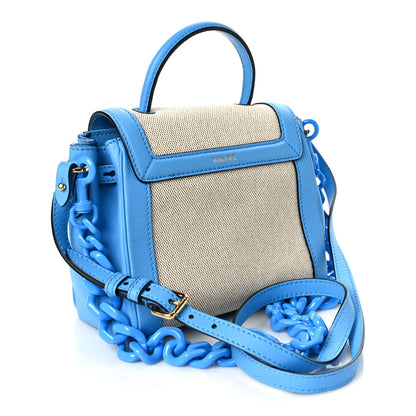 Versace Calfskin Canvas Medusa Small Top Handle Handbag Blue 3 of 8