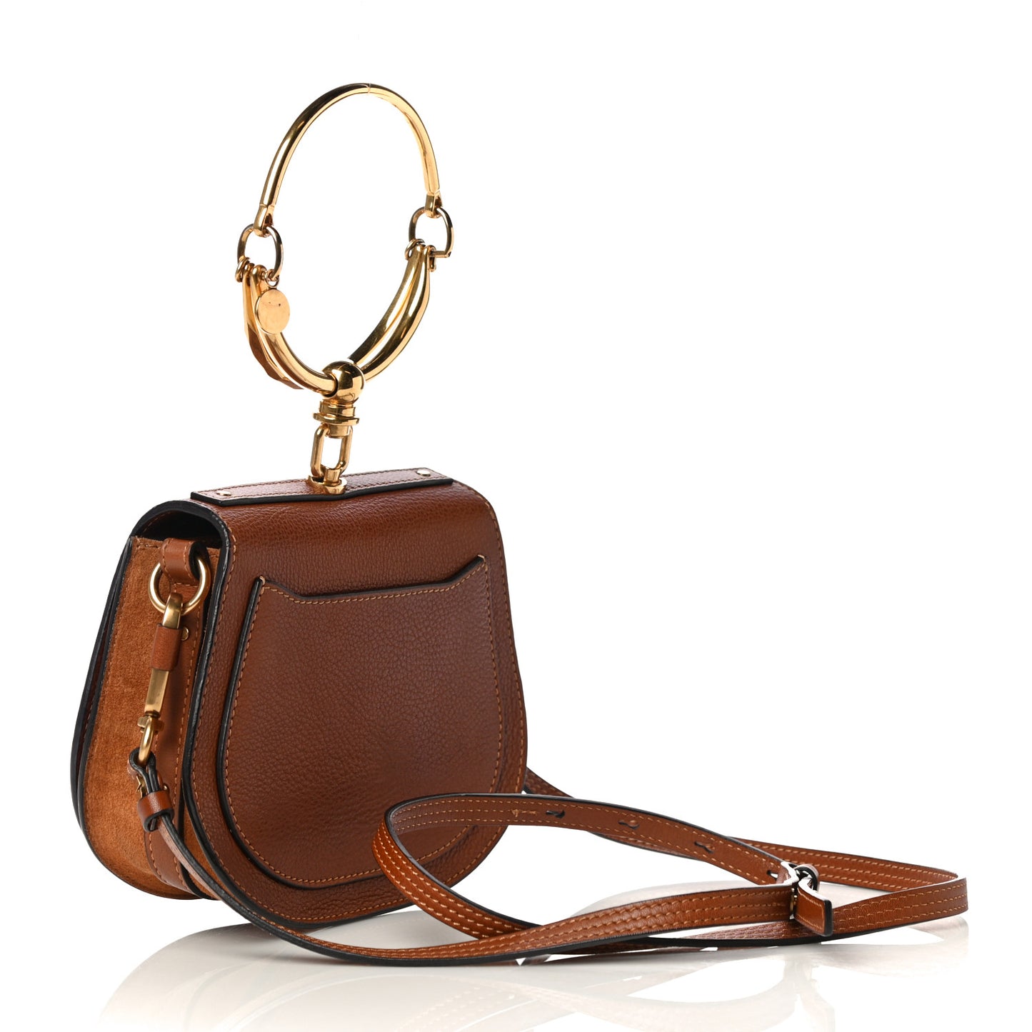 Calfskin Suede Small Nile Bracelet Bag Caramel