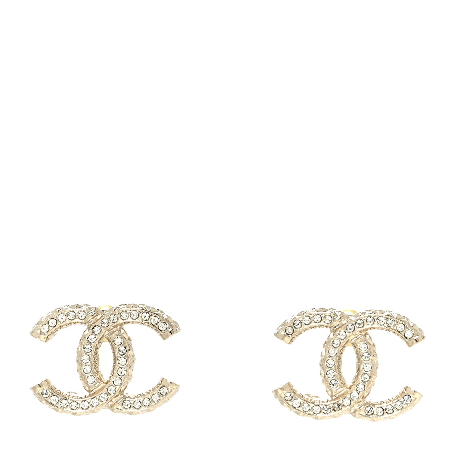 Chanel Crystal CC Earrings Gold 1 of 4