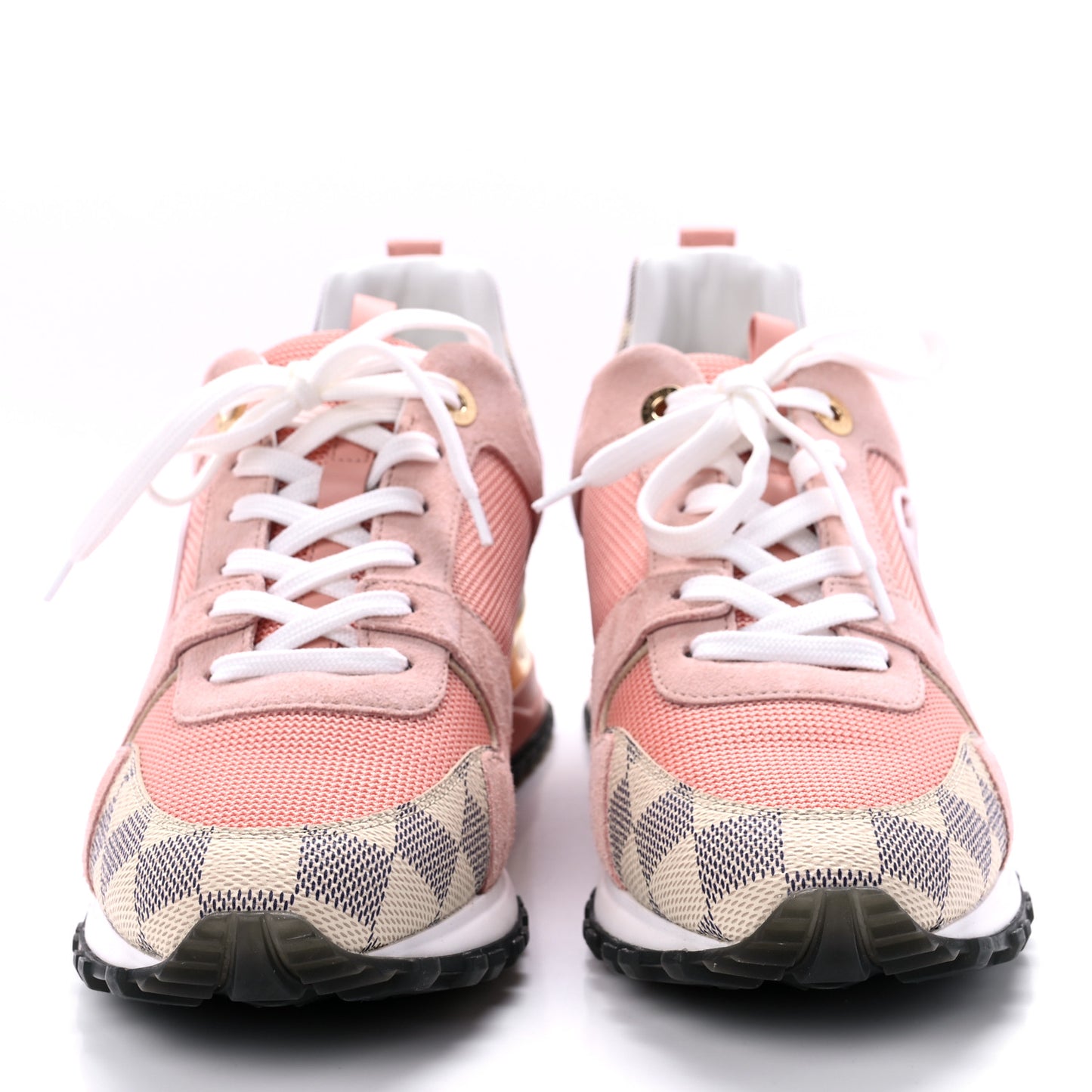 Suede Damier Azur Run Away Sneakers 38.5 Pink
