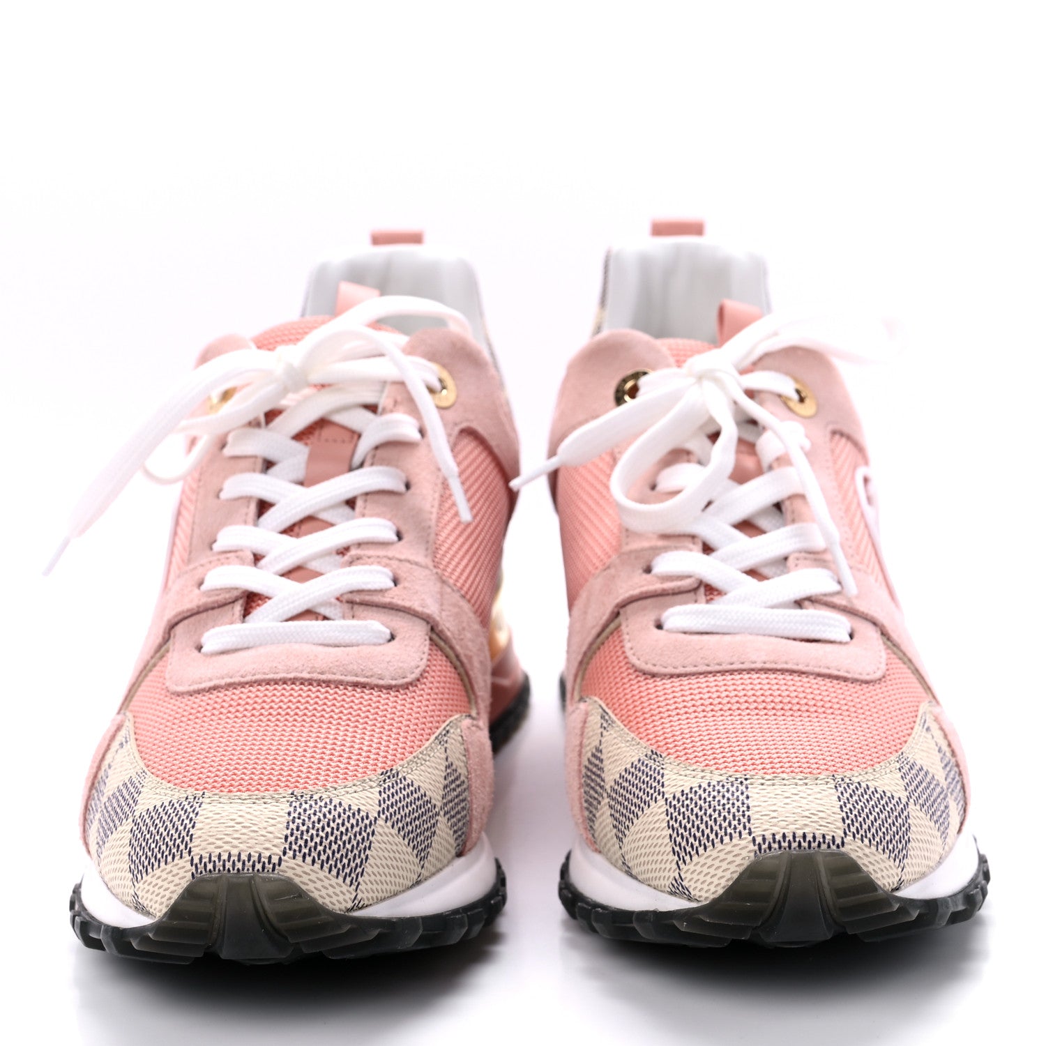 Louis Vuitton Suede Damier Azur Run Away Sneakers 38.5 Pink 2 of 9