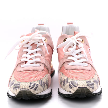 Louis Vuitton Suede Damier Azur Run Away Sneakers 38.5 Pink 2 of 9