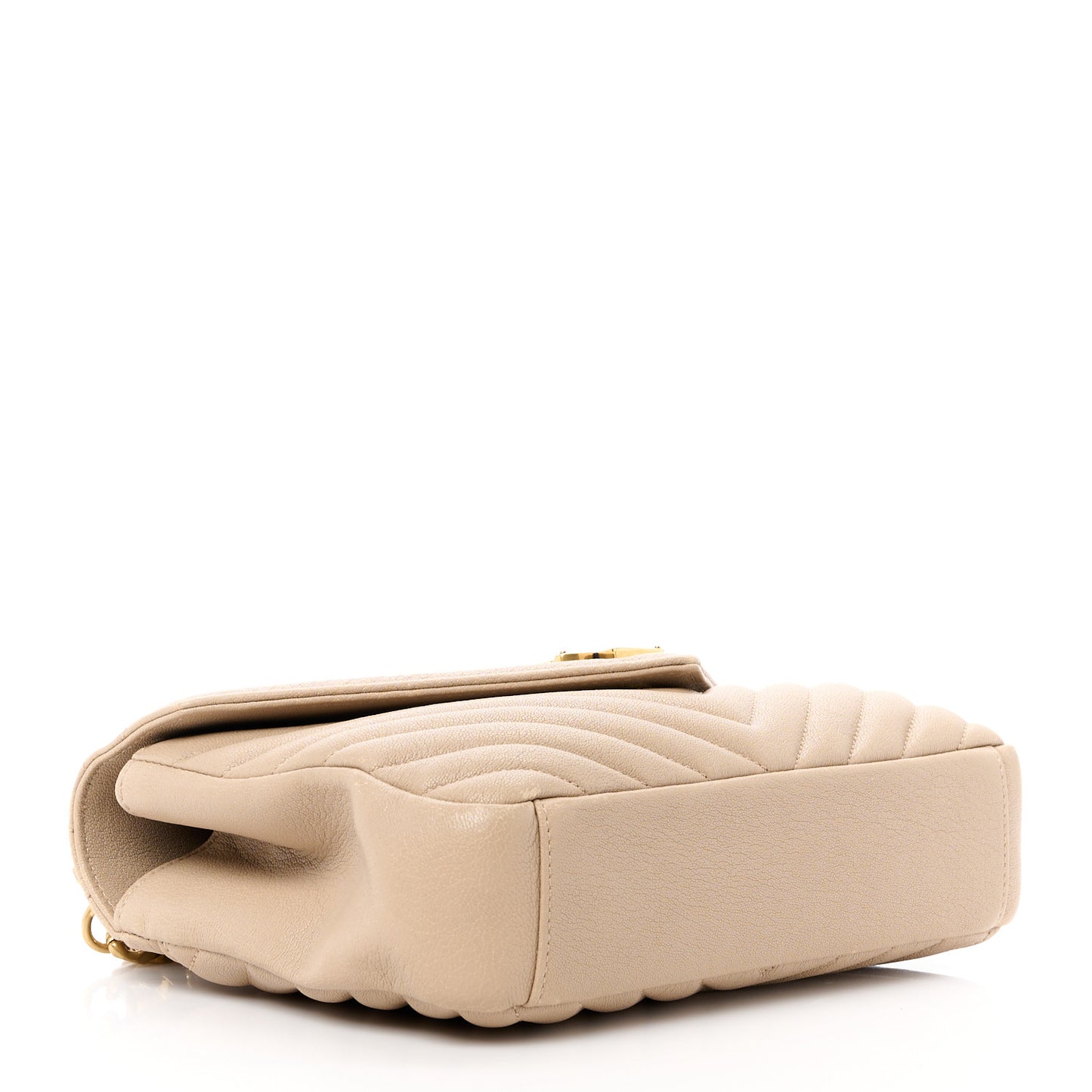 Sheepskin Matelasse Chevron Monogram Medium College Bag Dark Beige
