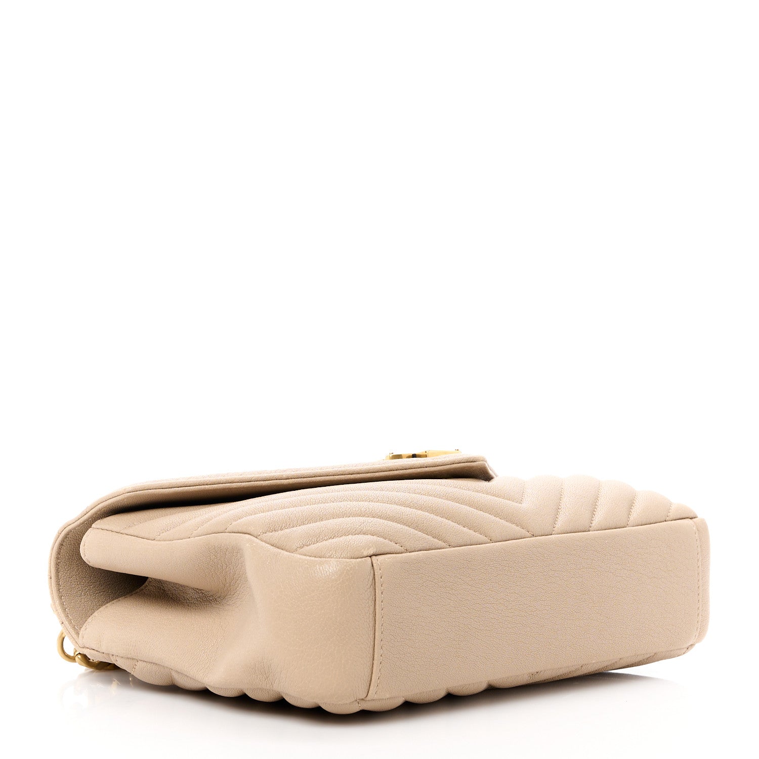 Saint Laurent Sheepskin Matelasse Chevron Monogram Medium College Bag Dark Beige 4 of 17