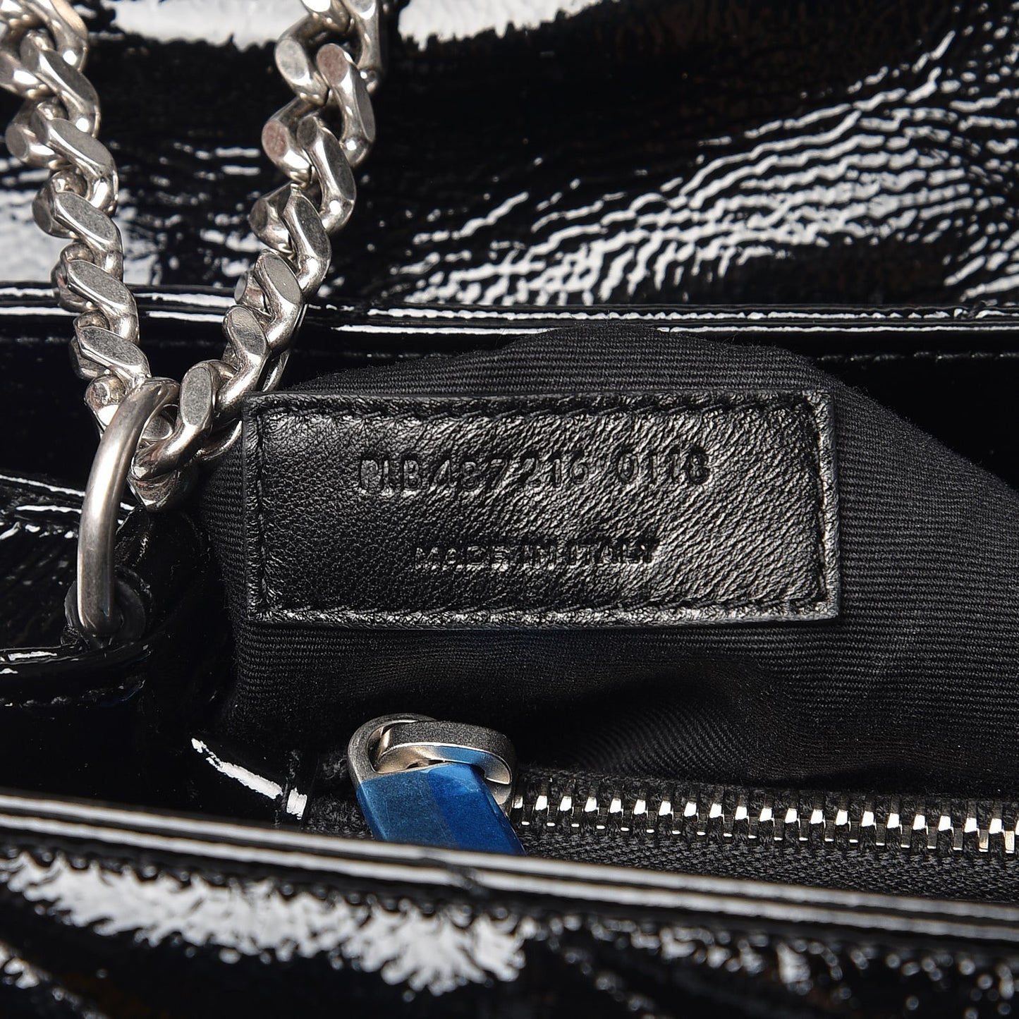 Patent Y Quilted Monogram Medium Loulou Chain Satchel Black
