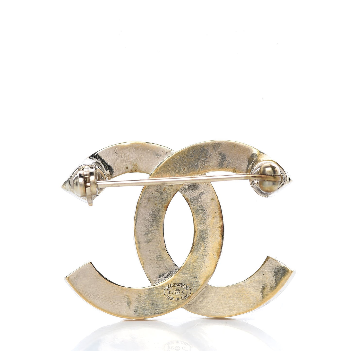 Baguette Crystal Quilted CC Brooch Gold
