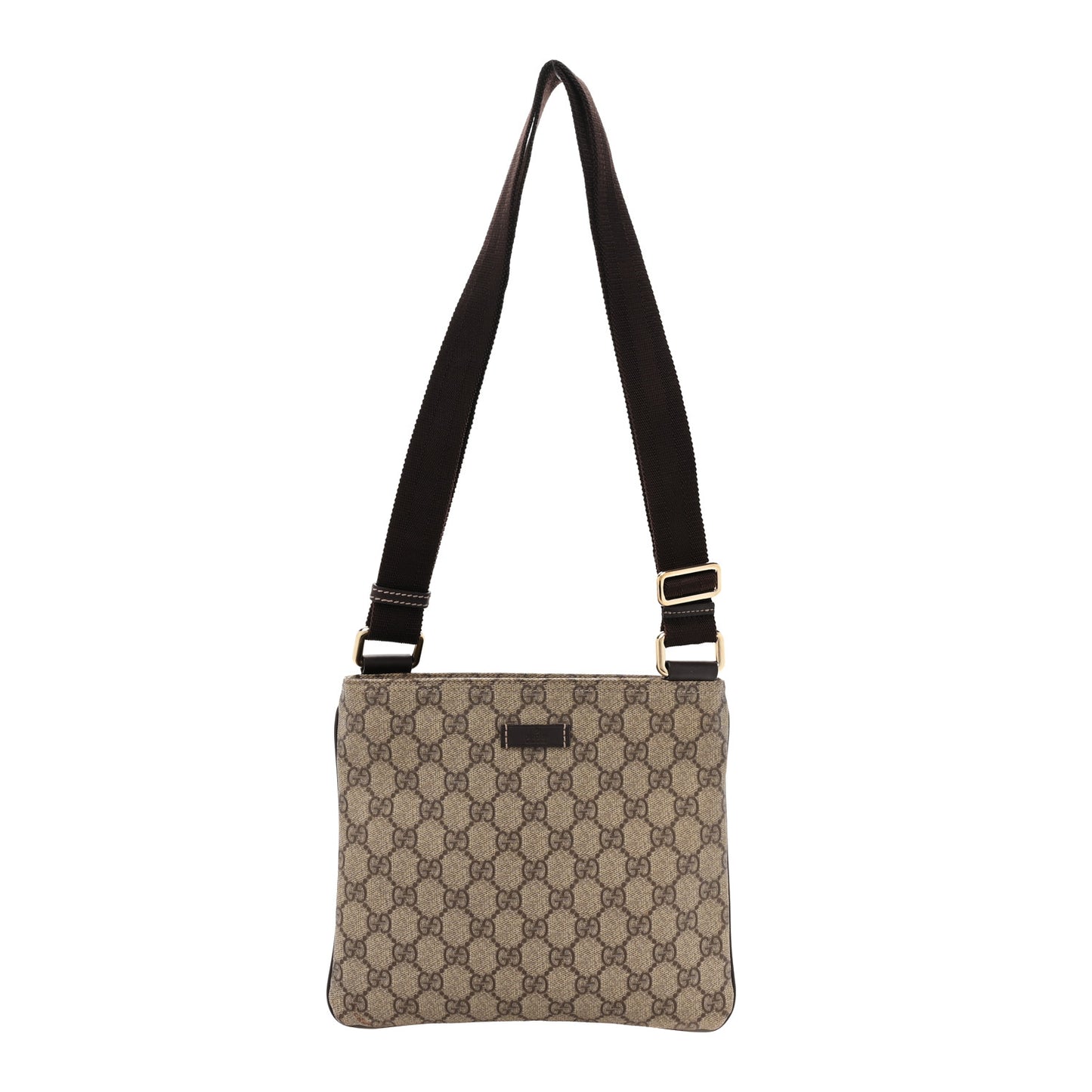GG Supreme Monogram Small Flat Messenger Bag Dark Brown