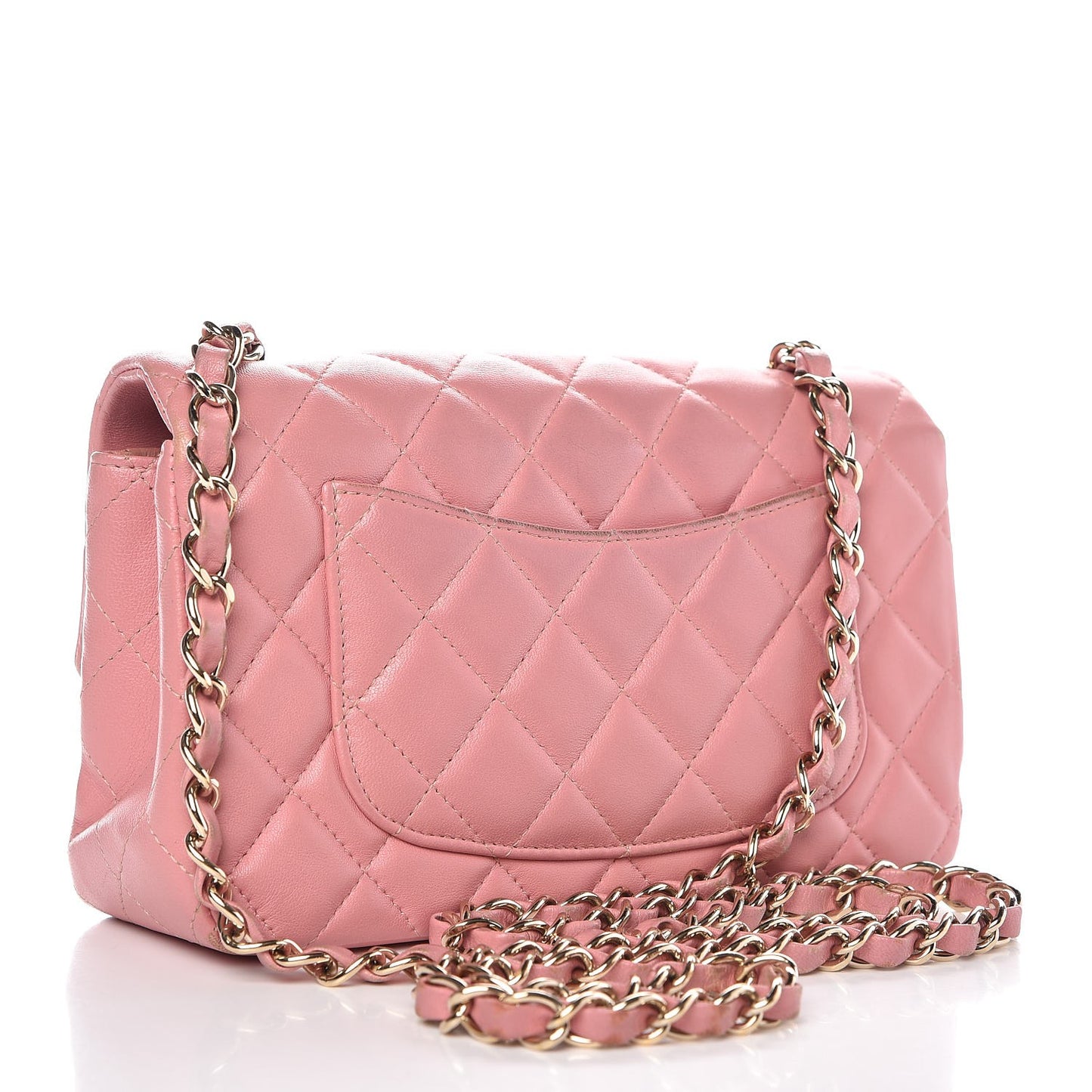 Lambskin Quilted Mini Rectangular Flap Pink