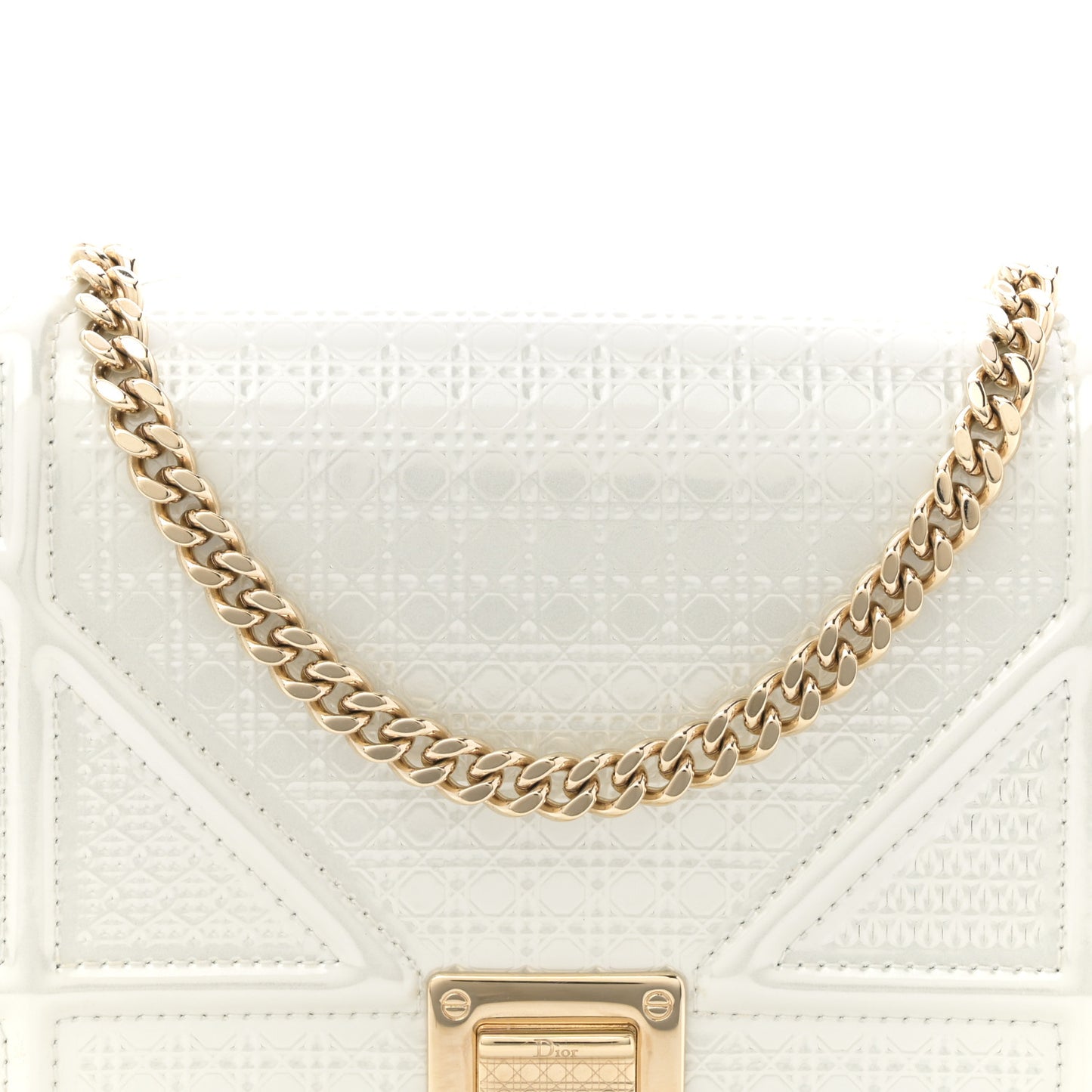 Patent Micro-Cannage Diorama Wallet on Chain Pouch White