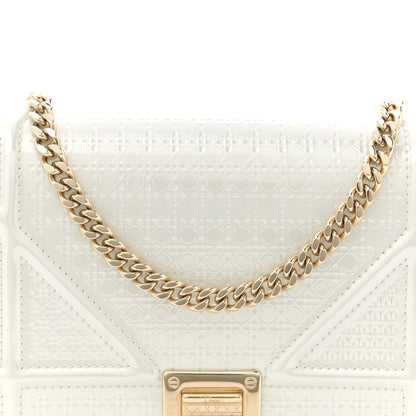 Christian Dior Patent Micro-Cannage Diorama Wallet on Chain Pouch White 7 of 9