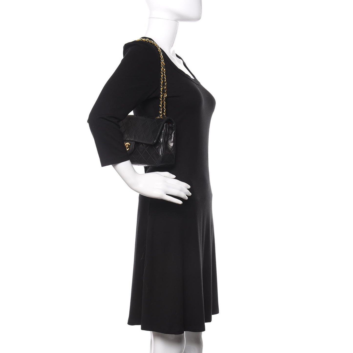 Lambskin Quilted Small Double Flap Black