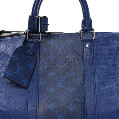 Louis Vuitton Taiga Monogram Eclipse Keepall Bandouliere 50 Pacific Blue 6 of 8