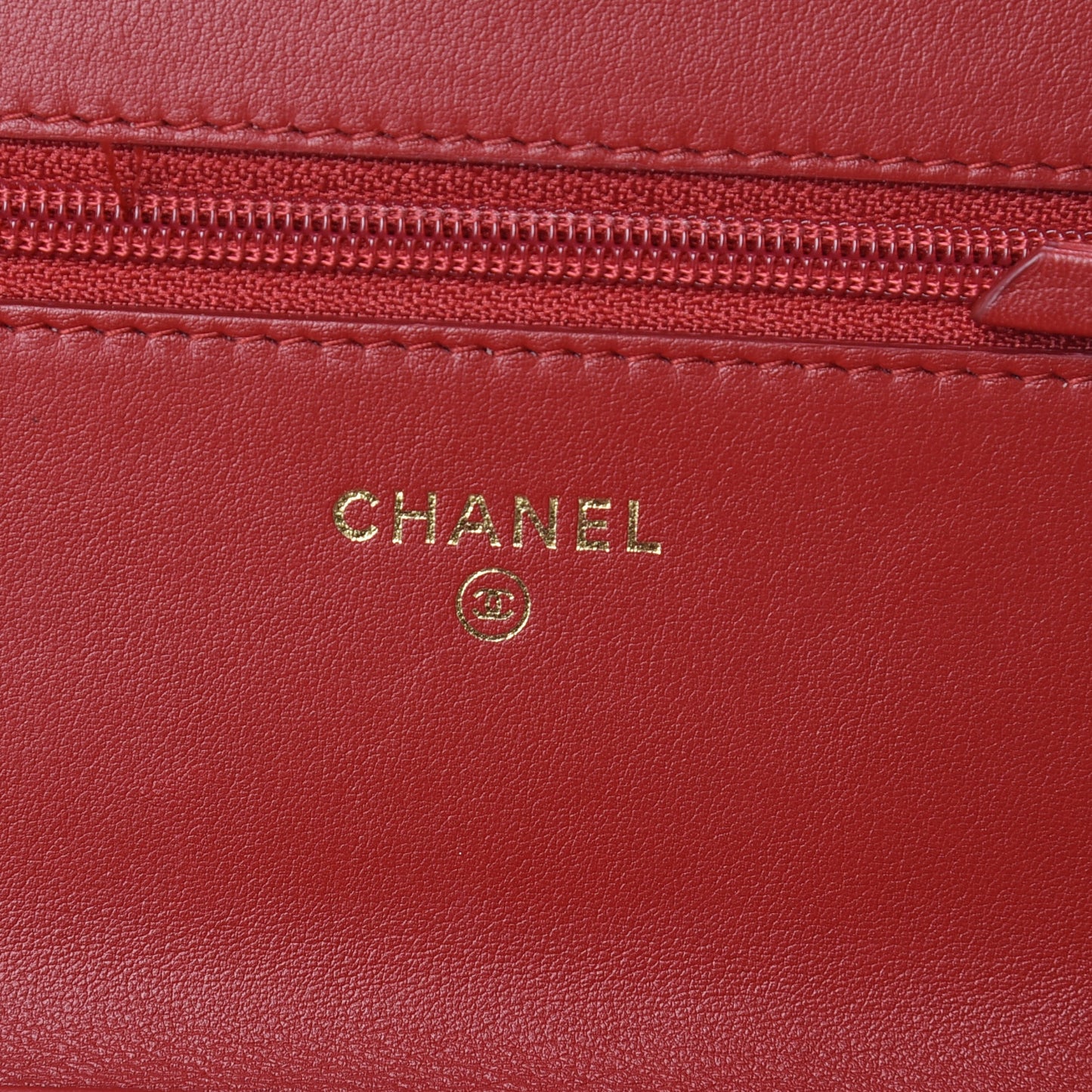 Lambskin Chevron Quilted Boy Wallet On Chain WOC Red