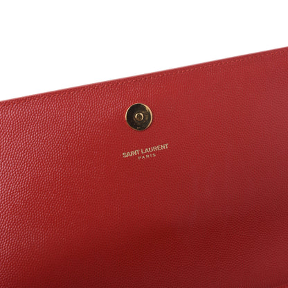 Saint Laurent Grain De Poudre Classic Monogram Cassandre Clutch New Red 10 of 11