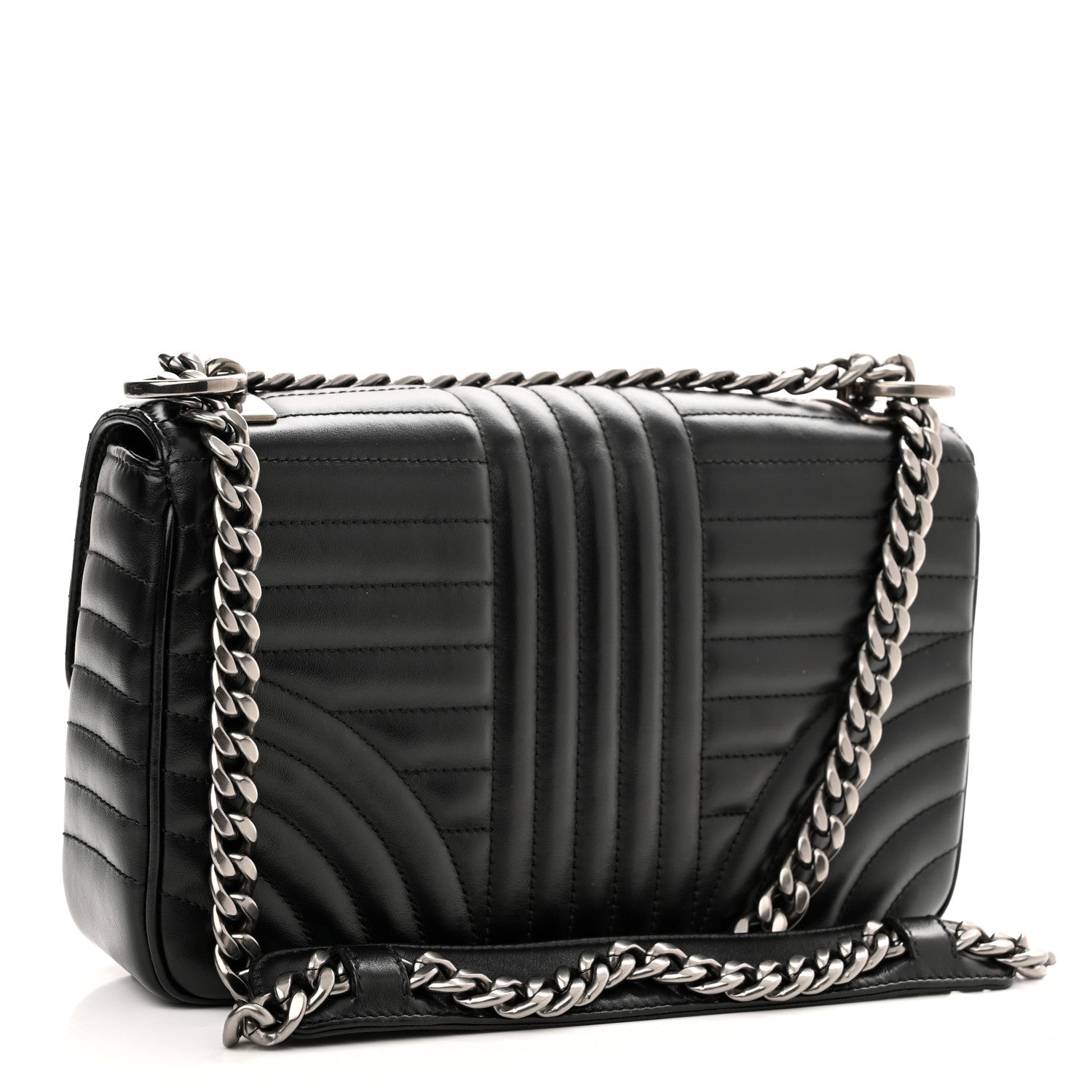 Prada Soft Calfskin Impunture Diagramme Medium Chain Flap Shoulder Bag Black 3 of 9
