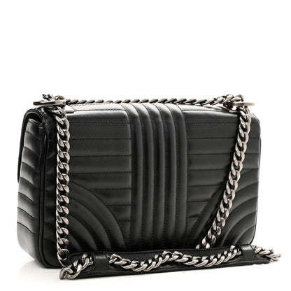 Prada Soft Calfskin Impunture Diagramme Medium Chain Flap Shoulder Bag Black 3 of 9