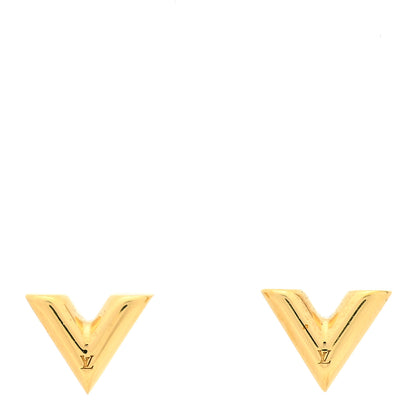 Louis Vuitton Brass Essential V Stud Earrings Gold 1 of 4