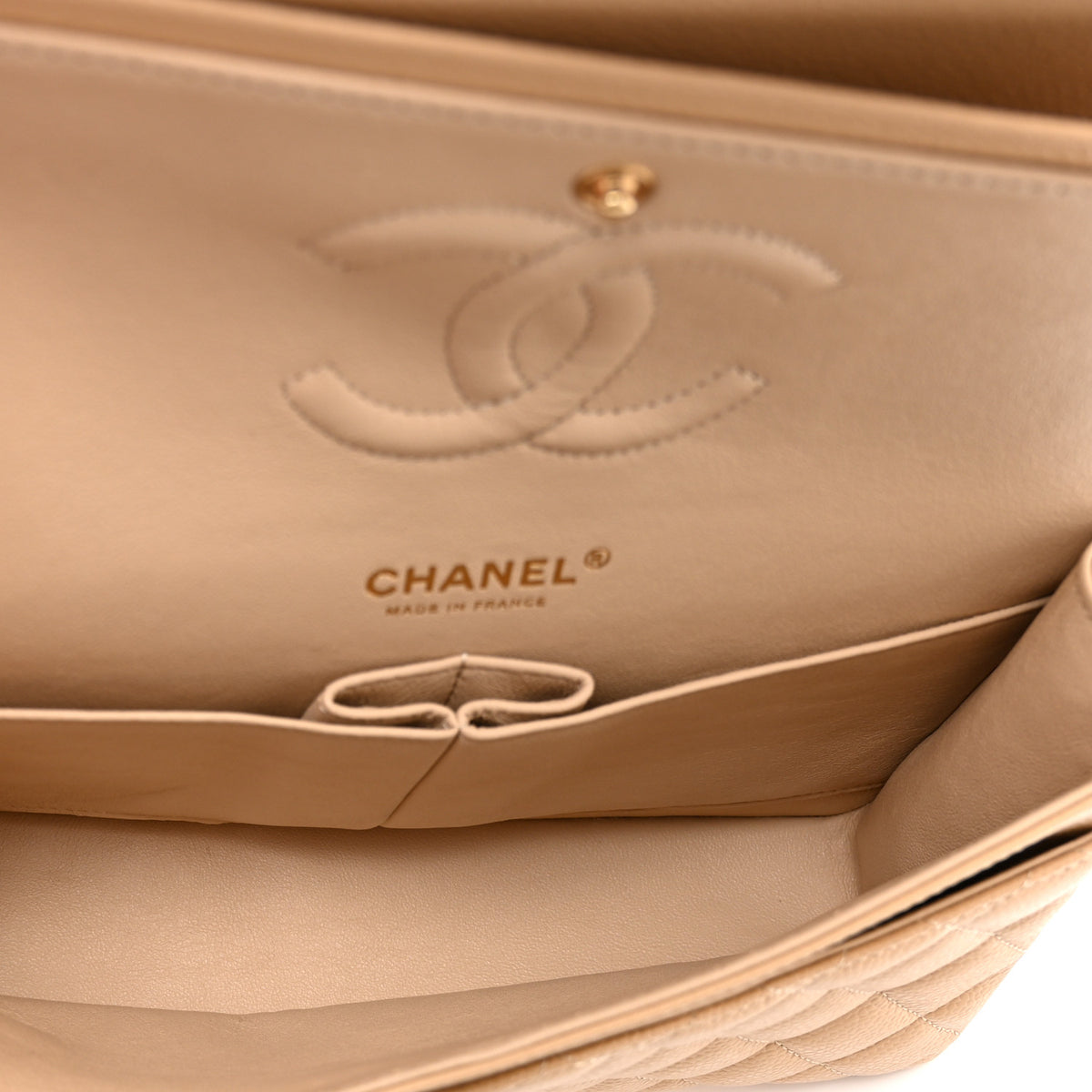 Chanel Caviar Quilted Medium Double Flap Beige 5 of 10