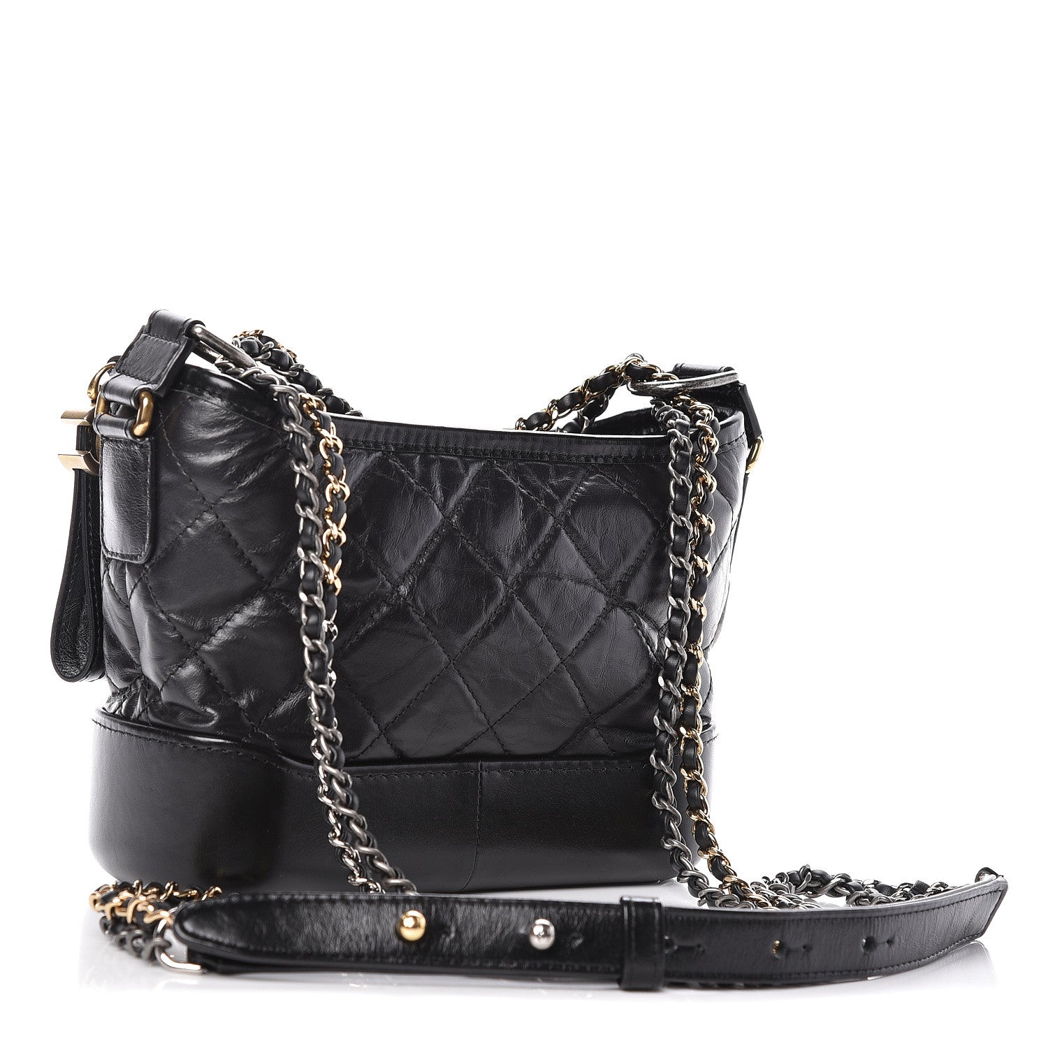 Chanel Aged Calfskin Quilted Small Gabrielle Hobo Black 3 of 9
