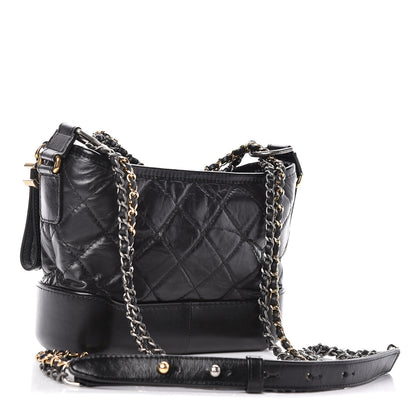 Chanel Aged Calfskin Quilted Small Gabrielle Hobo Black 3 of 9