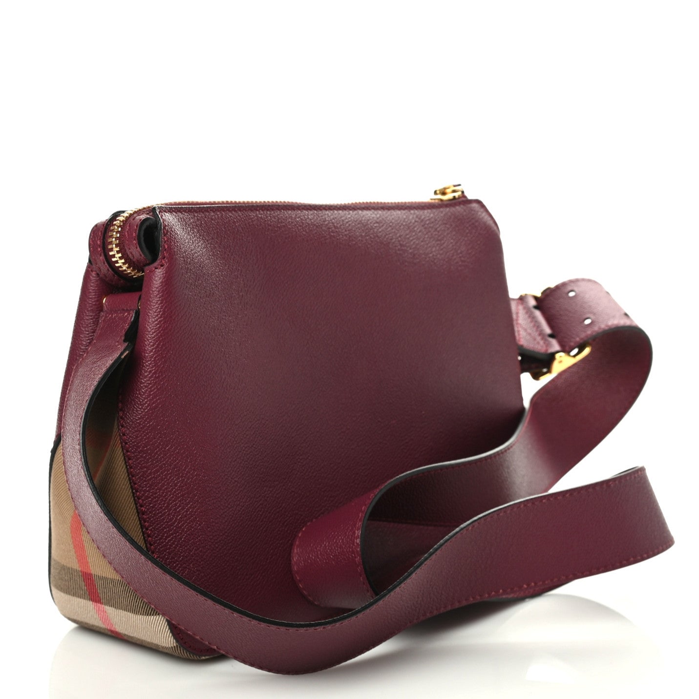 Soft Grain Calfskin House Check Small Helmsley Crossbody Dark Plum