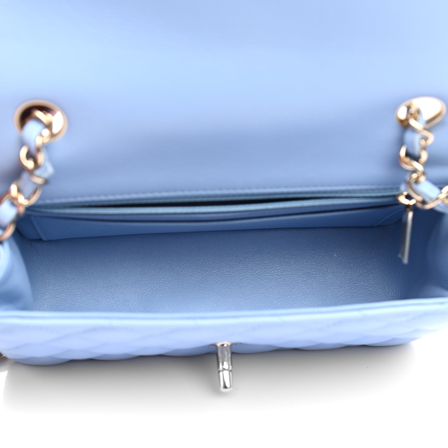 Chanel Lambskin Quilted Mini Rectangular Flap Light Blue 4 of 10