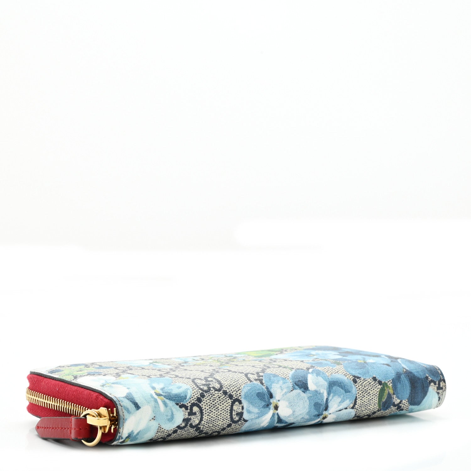 Gucci GG Supreme Monogram Blooms Zip Around Wallet Blue Red 4 of 6