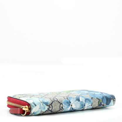 Gucci GG Supreme Monogram Blooms Zip Around Wallet Blue Red 4 of 6