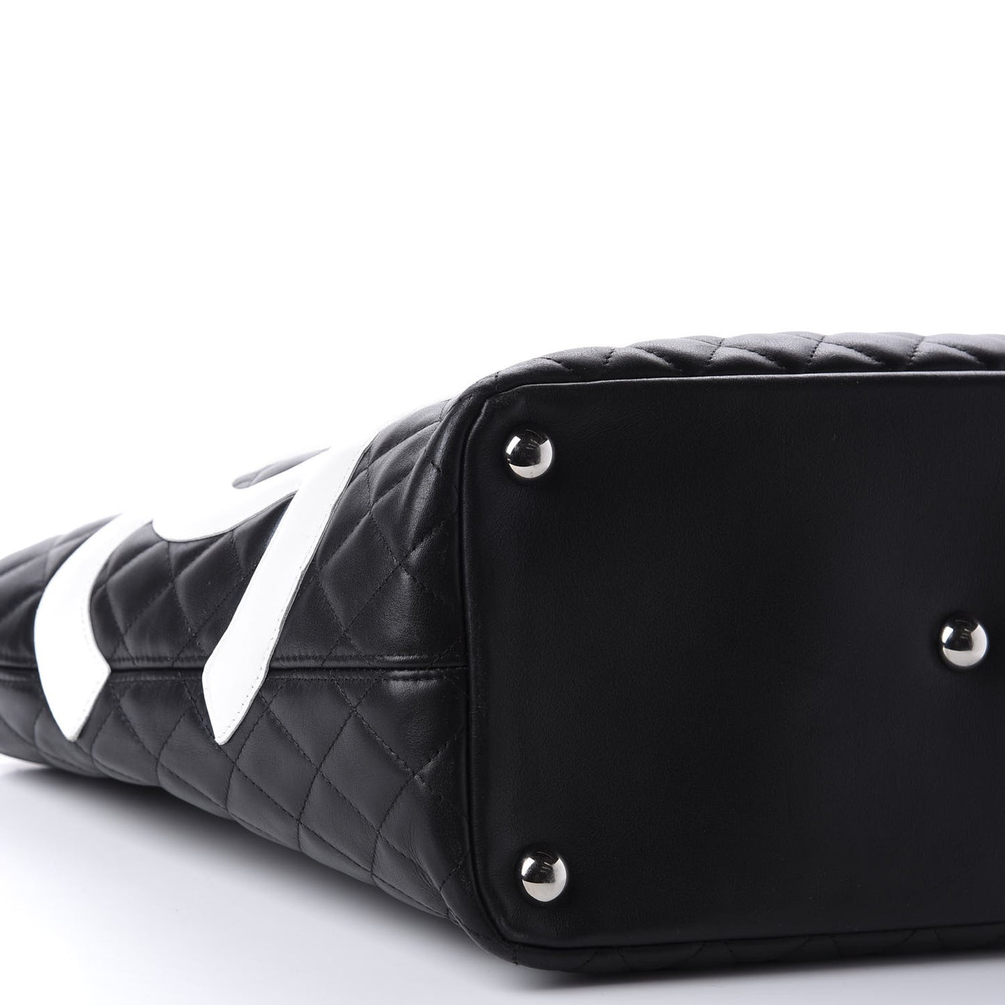 Calfskin Quilted Large Cambon Tote Black White