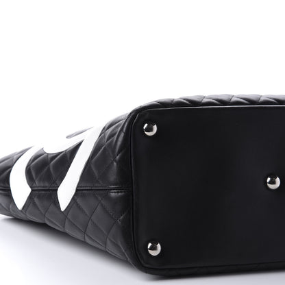 Chanel Calfskin Quilted Large Cambon Tote Black White 6 of 10